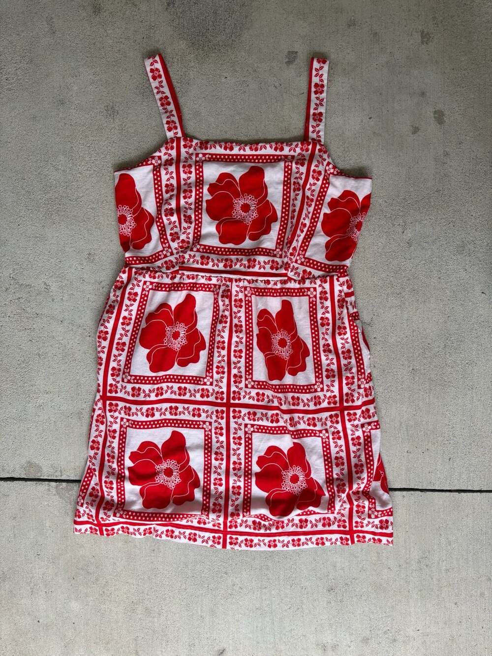 Draper James RSVP Red and White Floral Square Neck Sundress Size XL